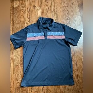 Travis Mathew Dark Blue Polo with Flag Design